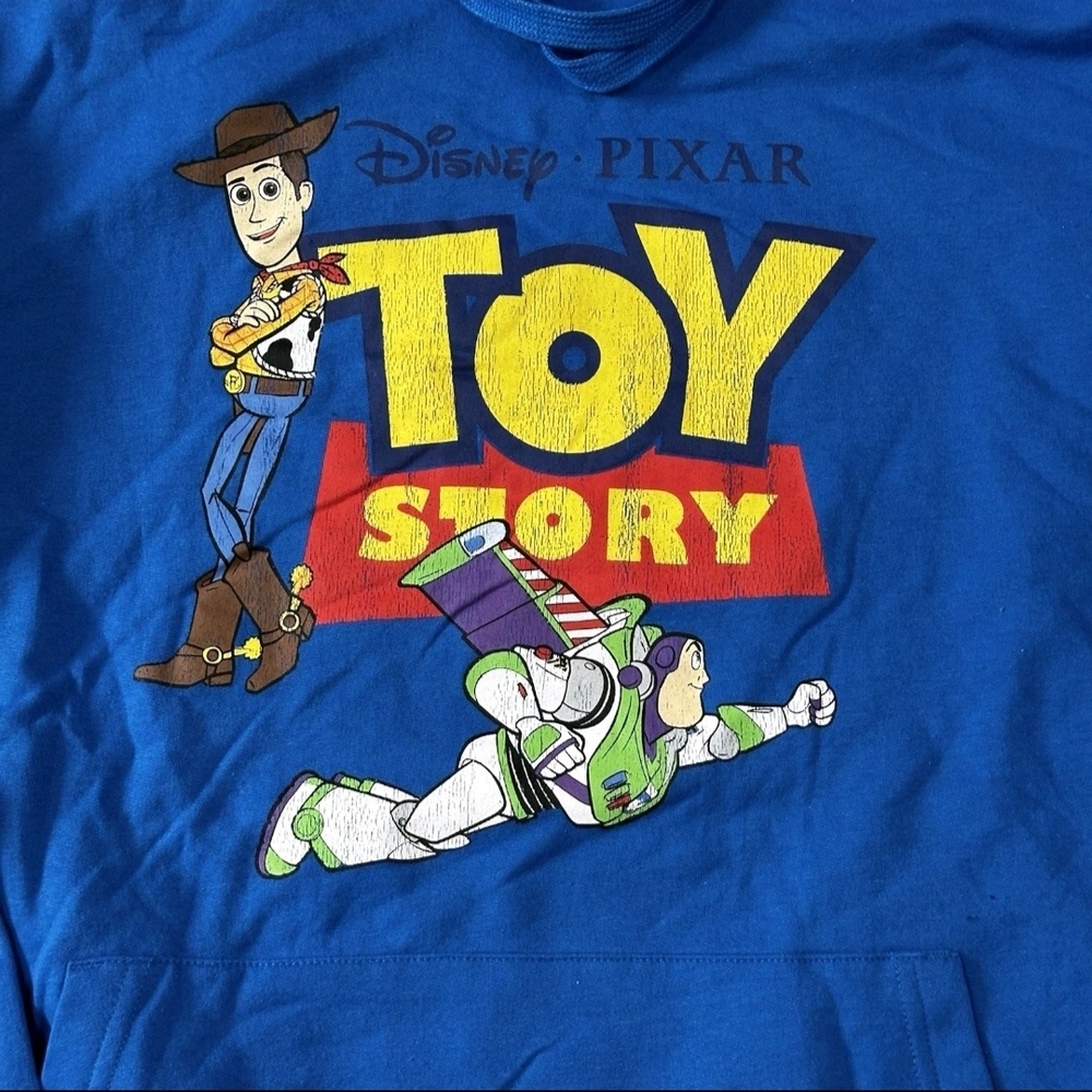 Disney Pixar Toy Story Woody Buzz Men’s XXL  Blue Pullover Hoodie NWOT